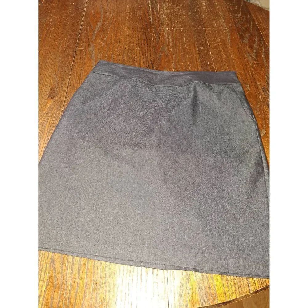 Size 10 Merona Dark Blue Side Zip Lined Knee Length Midi Skirt with Rear Slit